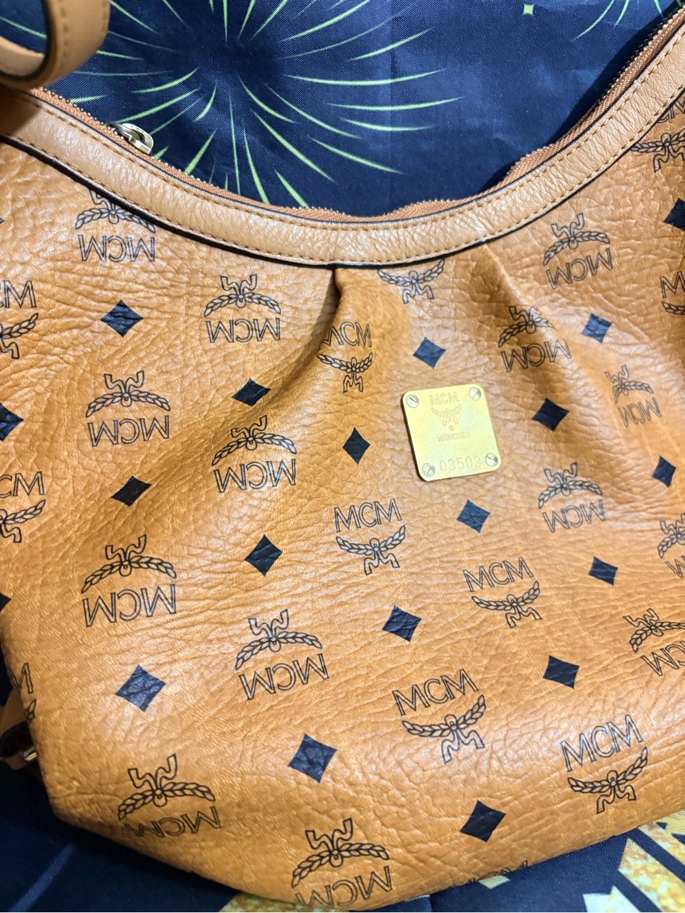 MCM Cognac Visetos Logo Hobo Shoulder Bag - Picture 2 of 12